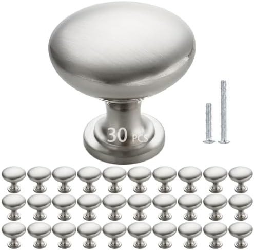 Durable brushed nickel cabinet knobs 30-pack for modern homes