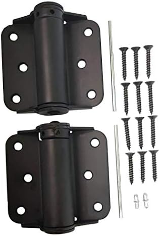 QCAA Heavy Duty Adjustable Spring Hinge 2 Pack - Black Door Hardware for Home Improvement