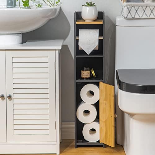 AOJEZOR Small Bathroom TP Holder Stand Black