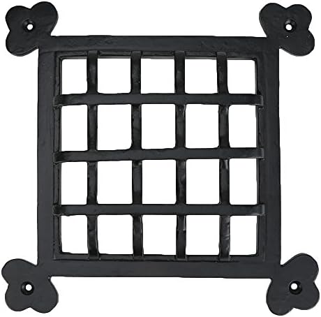 A29 Rectangular Bar Door Grill with Viewing Door Cast Iron Black Powder Coat