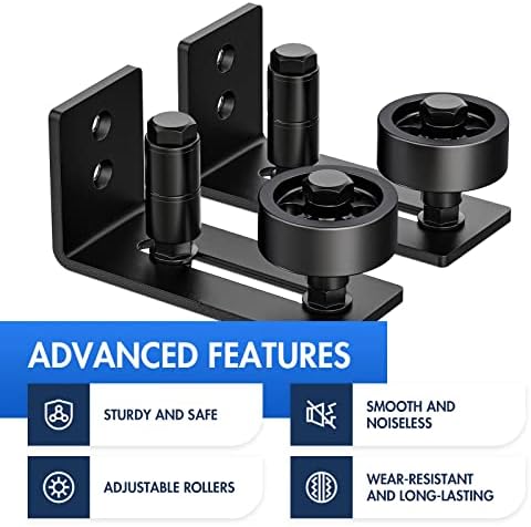 Lvyesea2-Piece Barn Door Bottom Guide Steel POM Matte Black Silent Roller
