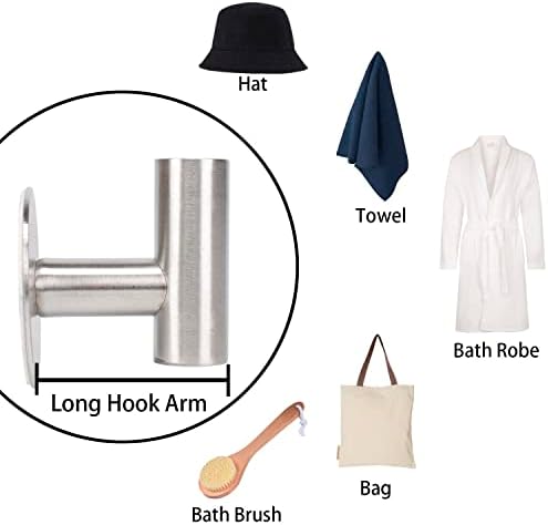 Quick Installation Strong Durable Bath Towel Hook 304 Stainless Steel Self-Adhesive No Drilling 3 Pack