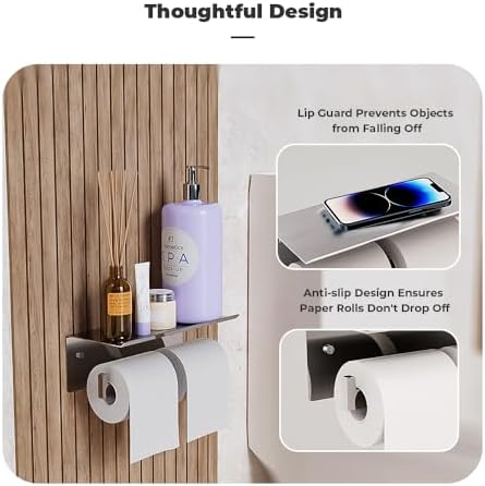 Double Toilet Paper Holder with Shelf FreshGlow Large Tissue Holder