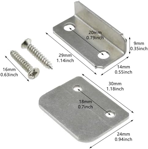 Sturdy Silver L-Shaped Drawer Lock Impact Plates 6PCS