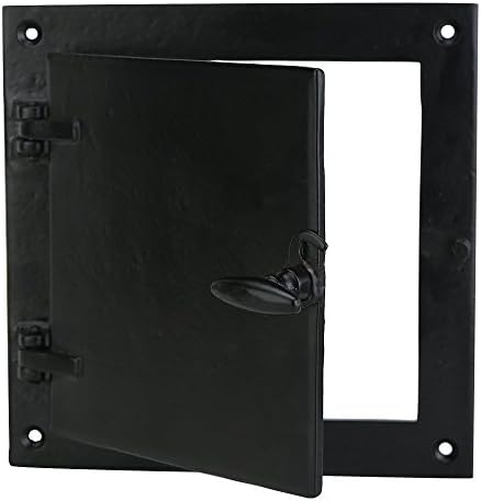 A29 Rectangular Bar Door Grill with Viewing Door Cast Iron Black Powder Coat