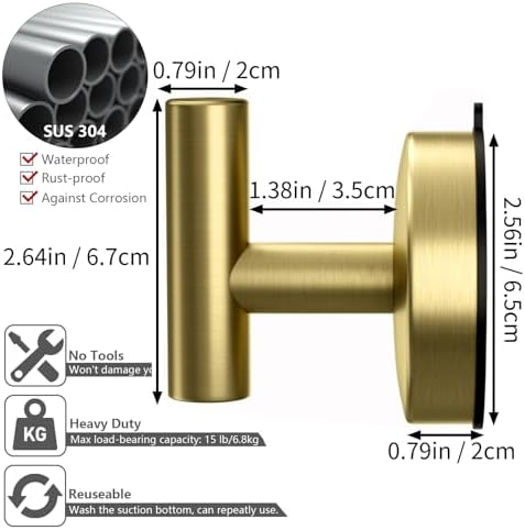 Durable 15 Lb Stainless Steel Towel Hooks Set