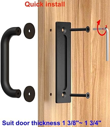 Rustic Black C-Shape Sliding Barn Door Handle Pull Set