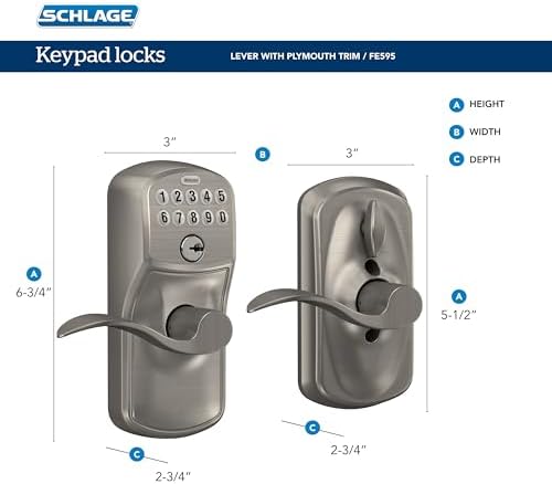 SCHLAGE Elan Light Commercial Door Keypad Lock with Elan Lever Satin Chrome