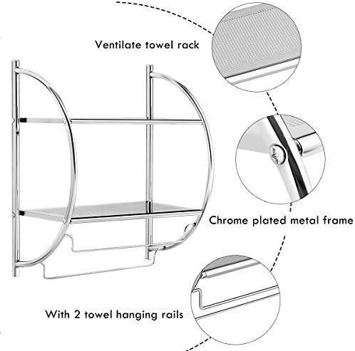 Tangkula Wall Mount 2 Tier Bathroom Shelf with BarsSimple Sturdy Home Storage Solution
