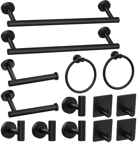 Stunning 14-Piece Black Bathroom Accessories Set