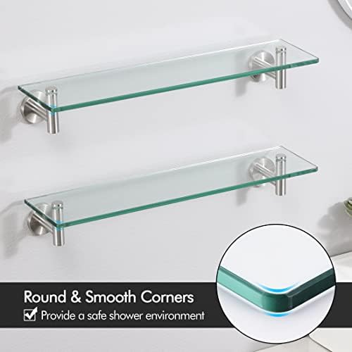 AKOES Rust-Resistant Floating Glass Wall Shelf for Bathroom 20-Inch