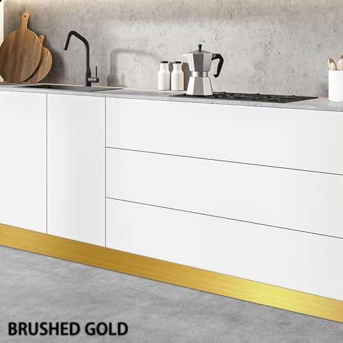 Coengwui Peel and Stick Stainless Steel Kick Plate Anti-Scratch Door Protection 98ft x 39in Brushed Gold