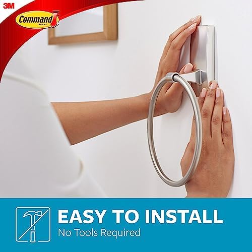 Command Hand Towel Holder Satin Nickel rust-resistant organizer for the bathroom holds up to 5 lbs space-saving design