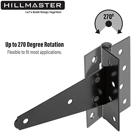 HILLMASTER 6-Inch T-Strap Heavy Duty Shed Door Hinges Pair