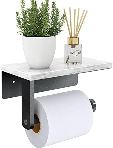 Stainless Steel MarbleWall-Mounted Toilet PaperHolder for Bathroom Matte Black Unique Design