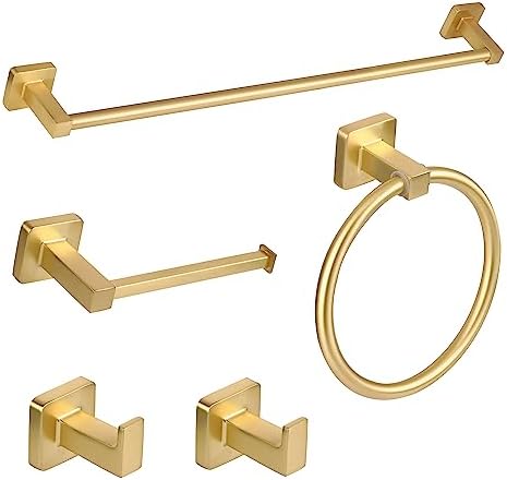 5-Piece Gold-Plated Hand Bathroom Towel Holder Set