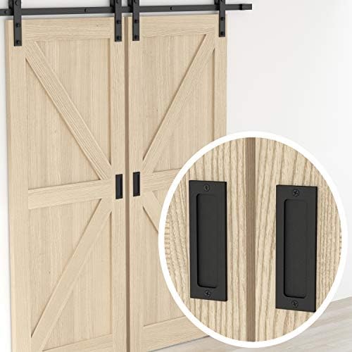 6 Rustic Door Pulls Set - Matte Black 2 Pack