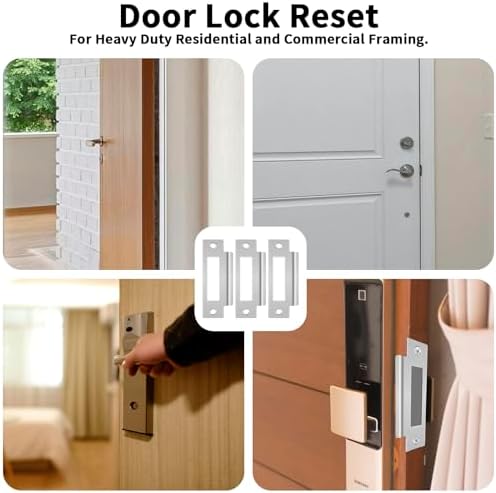 3-Piece Door Strike Plate Set 4-78 Inch Universal Deadbolt Replacement