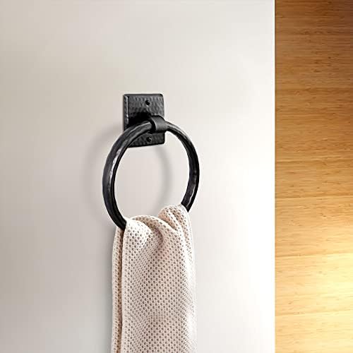 Hand-Hammered Rustic Round Towel Ring Holder - Wall-Mounted Aluminum Towel Ring