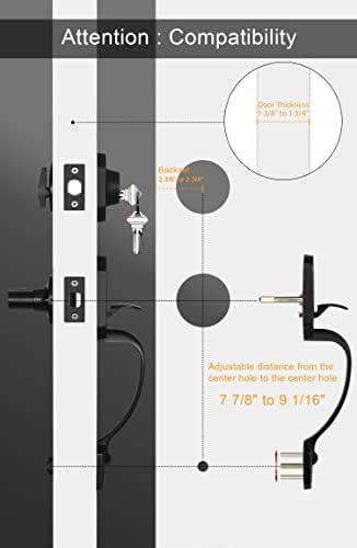 GoldenWarm Front Door Handle Set Black
