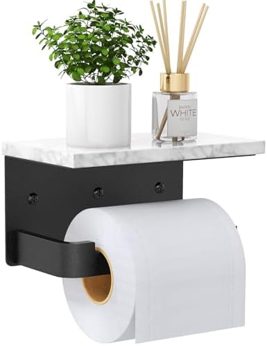 Gypie Marble Toilet Paper Holder with Extendable Base for Bathroom