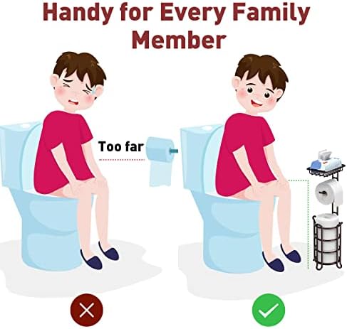 Toilet Paper Holder Stand with Shelf Bronze