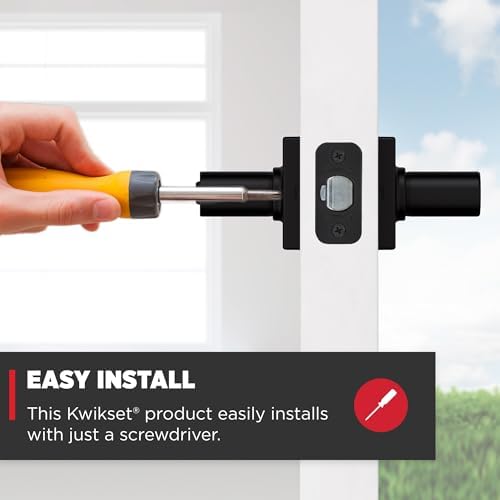 Kwikset Casey Entry Door Handle Secure Keyed Entry Door Lock with SmartKey Rekey Technology Matte Black