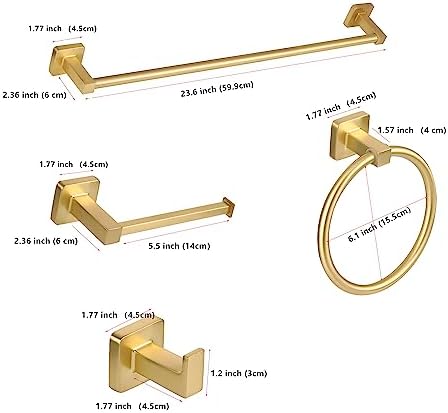 5-Piece Gold-Plated Hand Bathroom Towel Holder Set