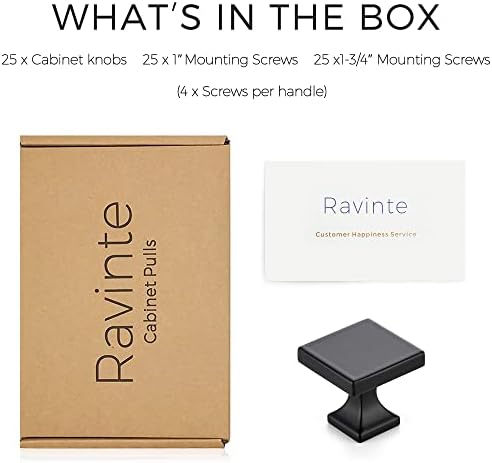Ravinte 25-Pack Matte Black Cabinet Knobs for Drawers and Cabinets
