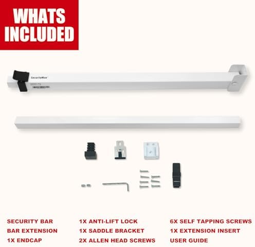 SecurityMan Adjustable Sliding Door Security Bar - Childproof White