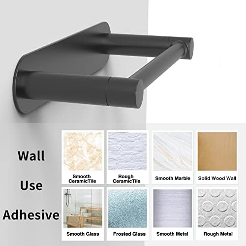 No Drilling Double-Post Pivoting Rust-Resistant Matte Black Toilet Paper Holder