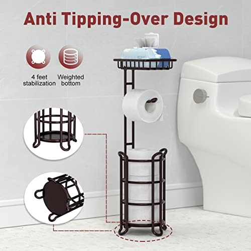 Toilet Paper Holder Stand with Shelf Bronze