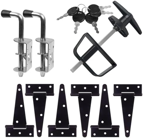 Secure Shed Door Kit from Hurrikom - Durable Hinges Latch Lock Handle for Your Shed Door