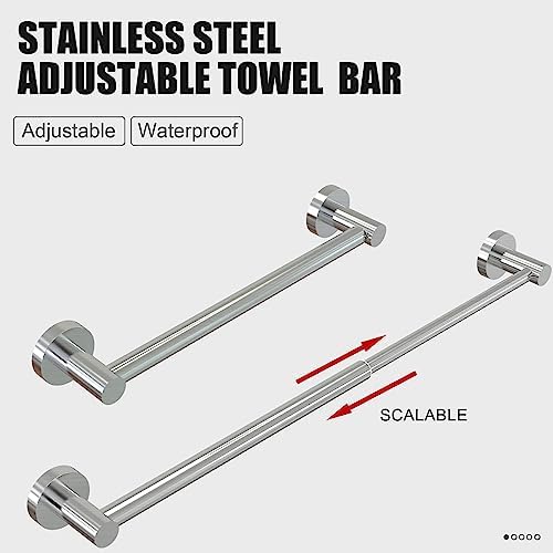 Adjustable 304 Stainless Steel Towel Bar for Bathroom Sturdy and Rust-Proof Towel Holder