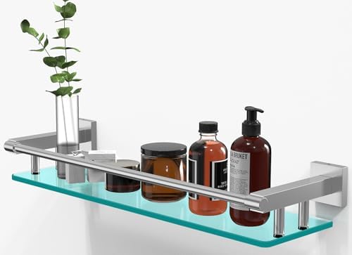 SFGSOWOR20 Stainless Steel Tempered Glass Wall Mount Shelf for Bathroom Sink Organizer