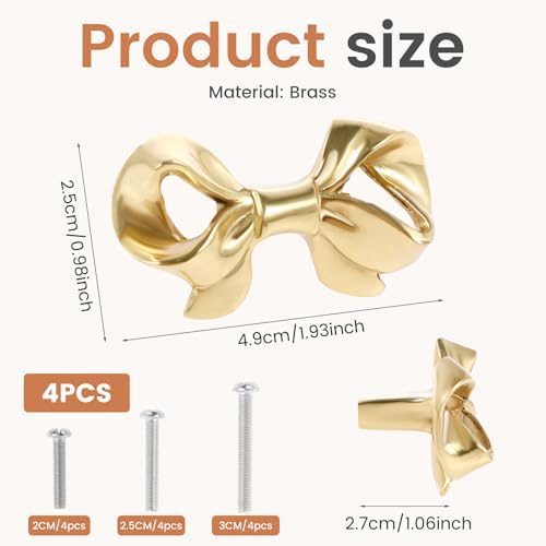 4-Piece Solid Gold Brass Drawer Knobs