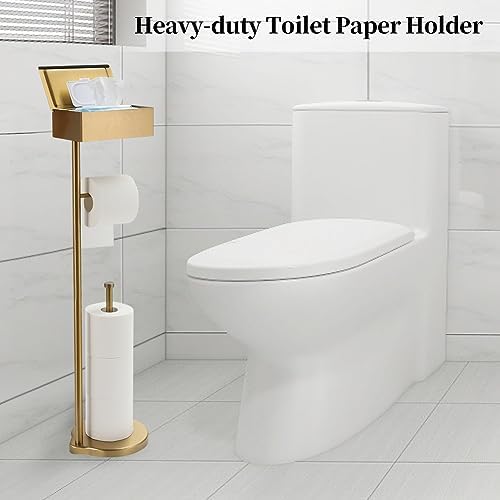 Theaoo Multi-Functional Toilet Paper Holder with Shelf Gold