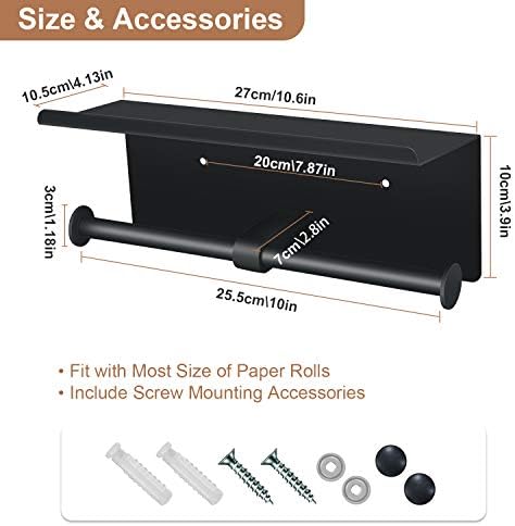 Wall-Mounted Double Roll Toilet Paper Holder Durable Design Matte Black Finish