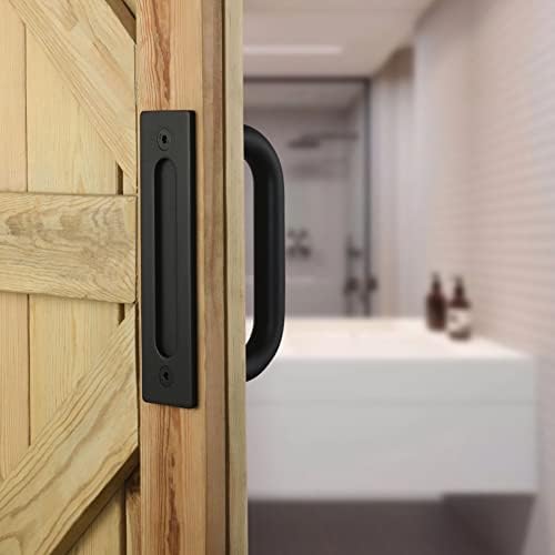 Rustic Black C-Shape Sliding Barn Door Handle Pull Set