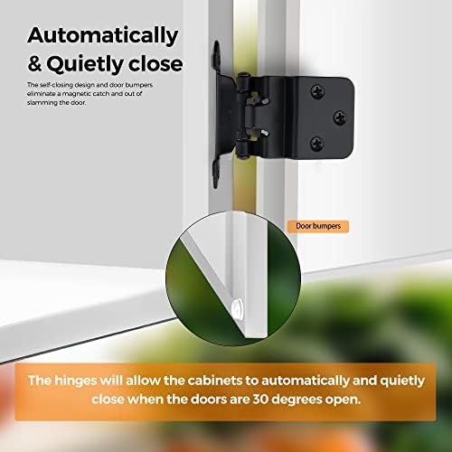 Ravinte 20-Packs 38 Inset Matte Black Cabinet Hinges Smooth Silent Close for Kitchen Bathroom Doors