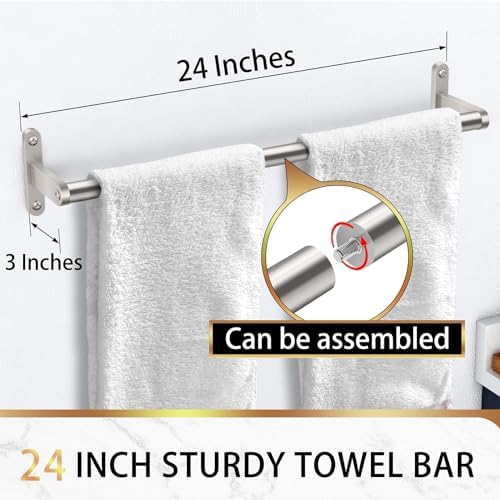 Modern 24-Inch Stainless Steel Bath Towel Bar