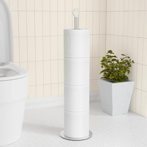 Stylish Stainless Steel Toilet Paper Holder Stand with Reserve Function for Bathroom Storage