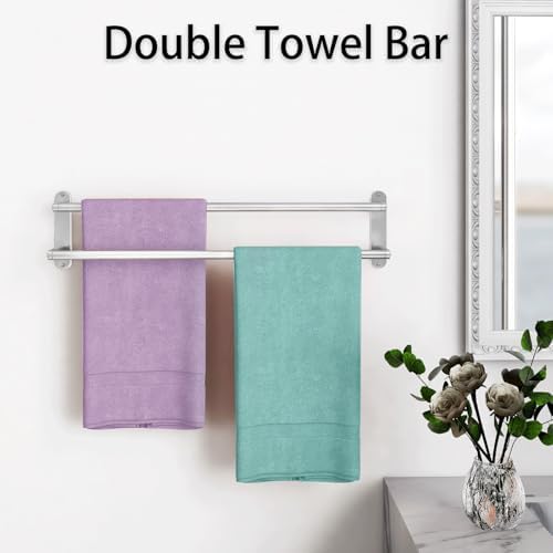 Simple Efficient Double Towel Bar Stainless Steel Bathroom Towel Holder Brushed Nickel
