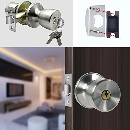 Adjustable Touch-Lock Door Knob with 3 Keys for Home
