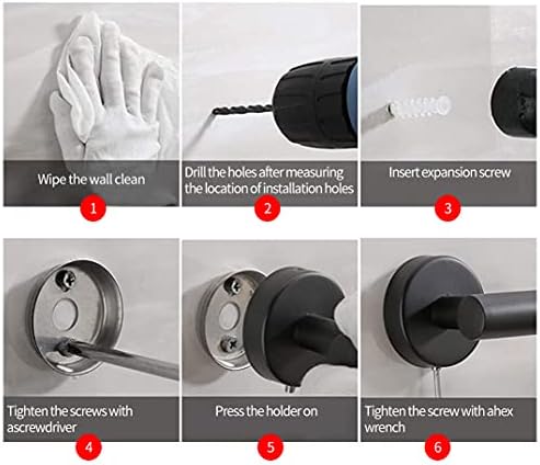 Sturdy Black Toilet Paper Holder Towel Ring Set