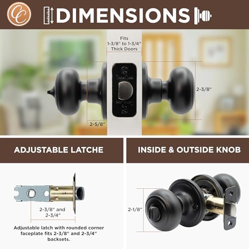 Sturdy Matte Black Door knobs for Home Bath