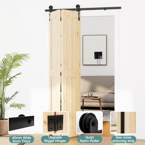 WINSOON Bifold Door Hardware Kit - Heavy Duty Bi-Fold Barn Door Kit for Closet 36 Track 16 Door Panels 30 Opening