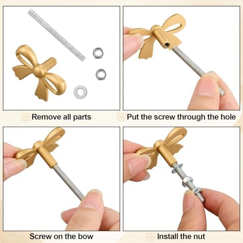 MorningRo Bow Knobs for Dressers Vintage Metal Gold Tones