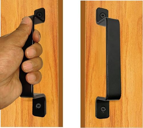 Premium Rustic Barn Door Handles Black 74-Inch Heavy-Duty
