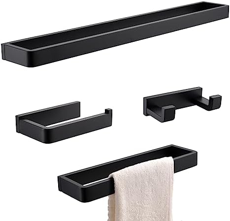 YACVCL 4-Piece Matte Black Bathroom Hardware Set 1